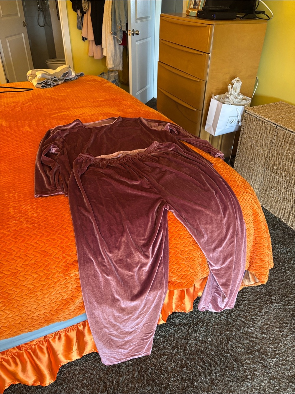 Velvet Lounge Set - Dusty Rose Women's Pajama Set